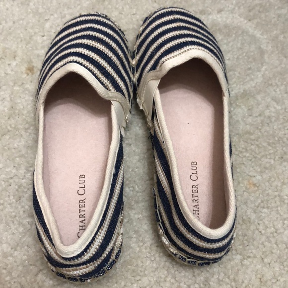 Flat Espadrilles with white/blue stripes - Picture 5 of 9